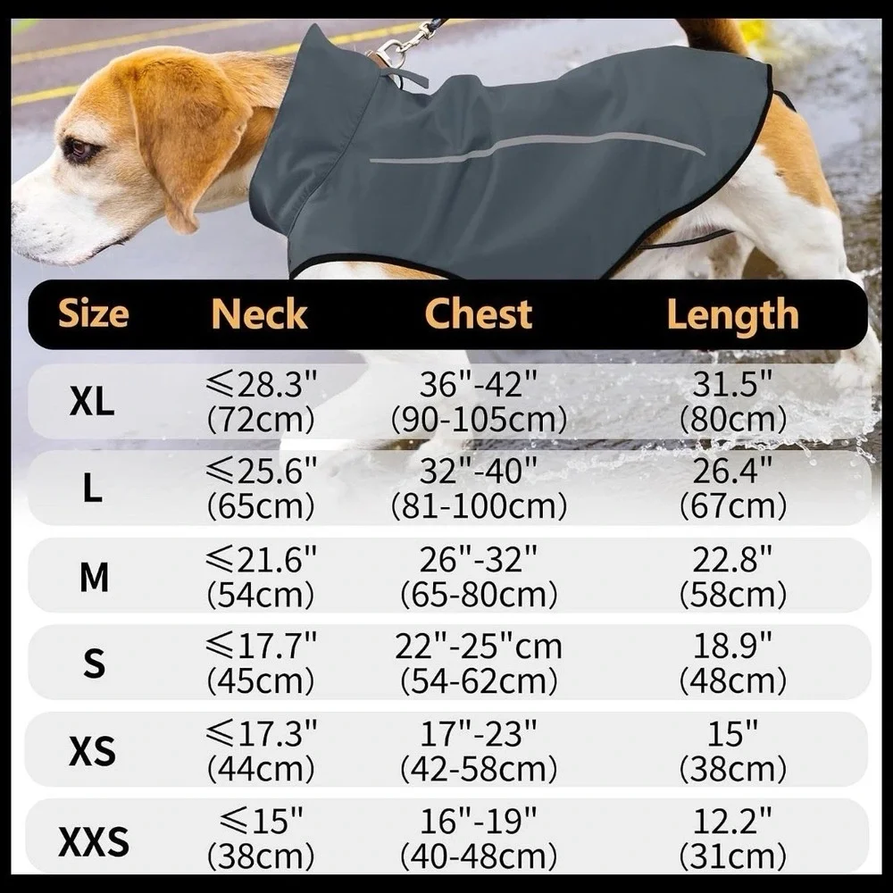 Mile High Life Dog Raincoat Size M Gray Waterproof Reflective Jacket Coat